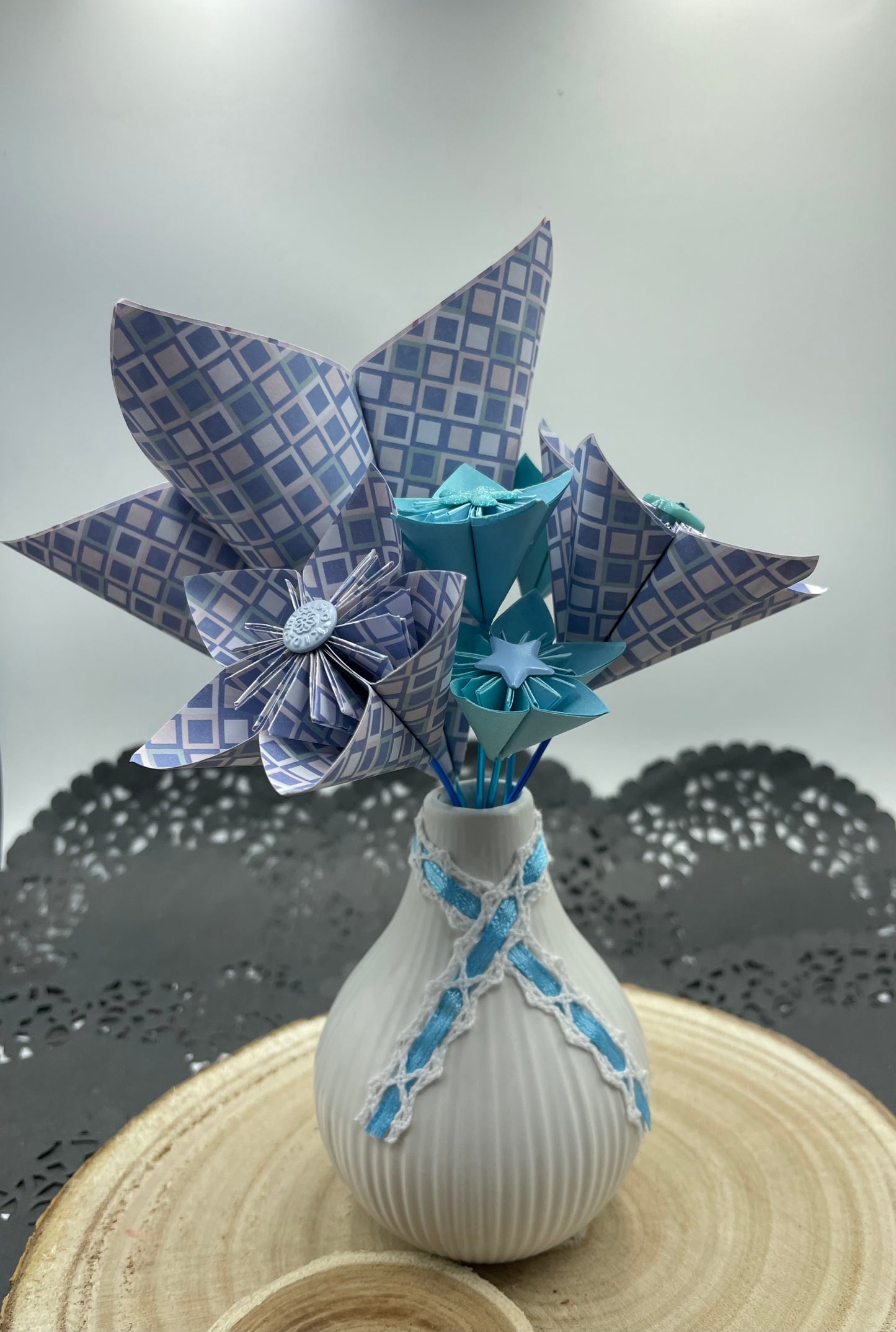 Vase blanc bleu